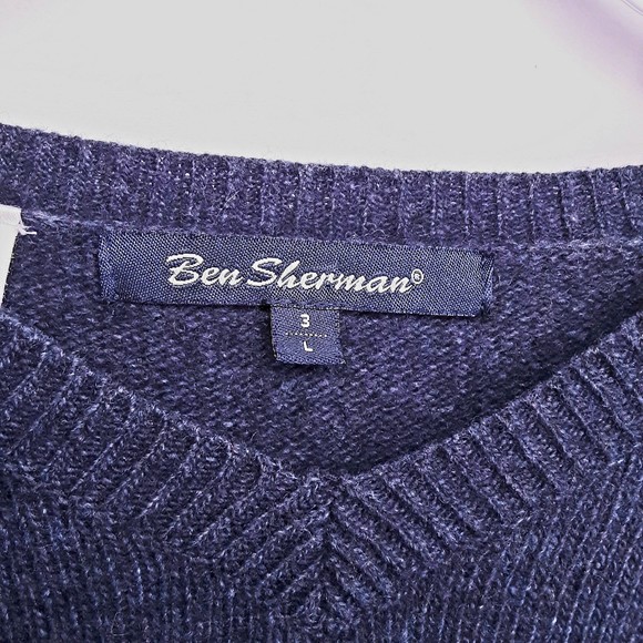 Ben Sherman V-Neck Sweater Lambswool Blend Heather Egyptian Blue Size Large - Picture 6 of 8